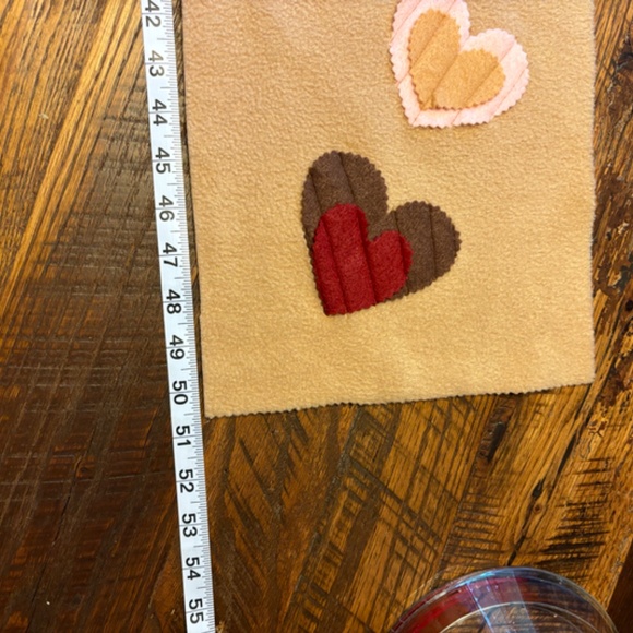 2 Cozy, Unique & Cute Handmade Fleece Scarves with Fleece Hearts - Picture 13 of 14